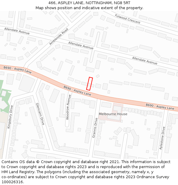 466, ASPLEY LANE, NOTTINGHAM, NG8 5RT: Location map and indicative extent of plot