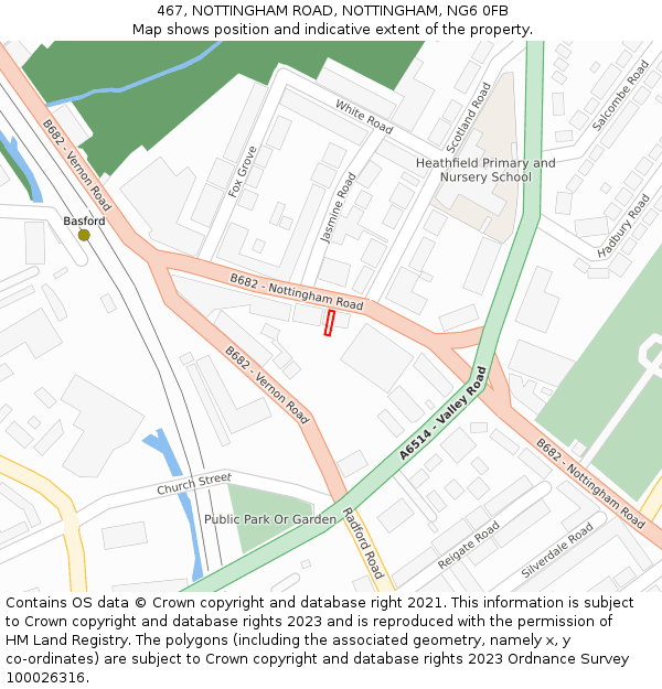 467, NOTTINGHAM ROAD, NOTTINGHAM, NG6 0FB: Location map and indicative extent of plot