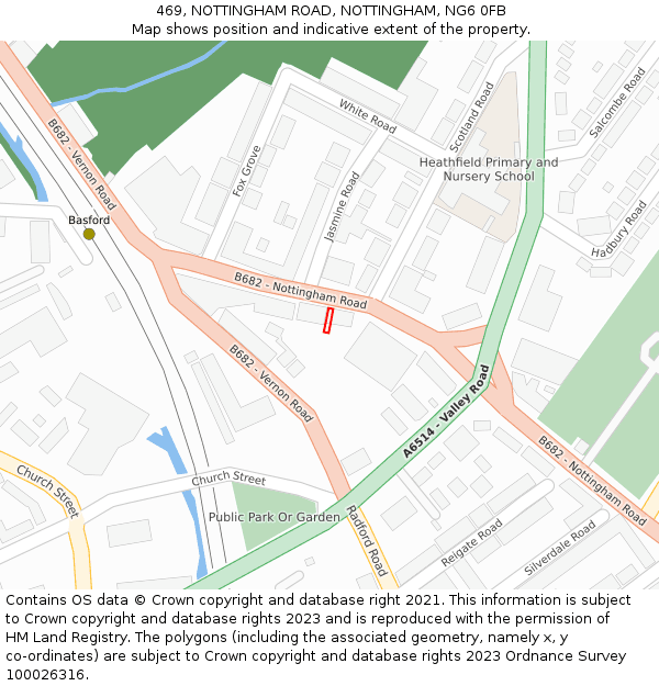 469, NOTTINGHAM ROAD, NOTTINGHAM, NG6 0FB: Location map and indicative extent of plot