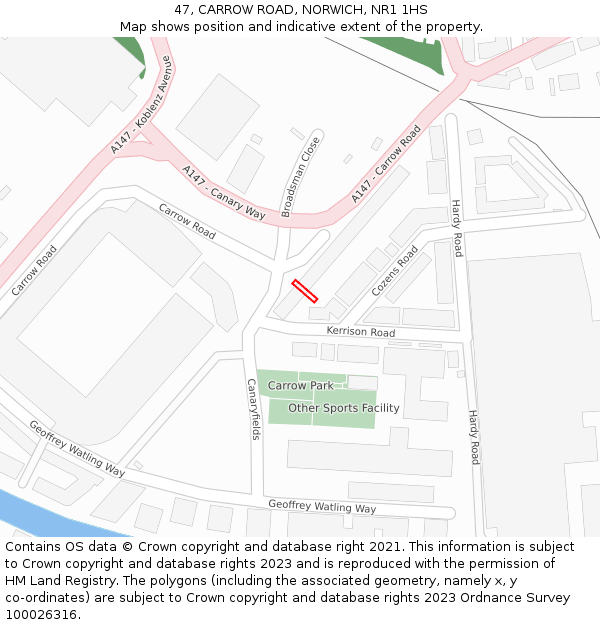 47, CARROW ROAD, NORWICH, NR1 1HS: Location map and indicative extent of plot