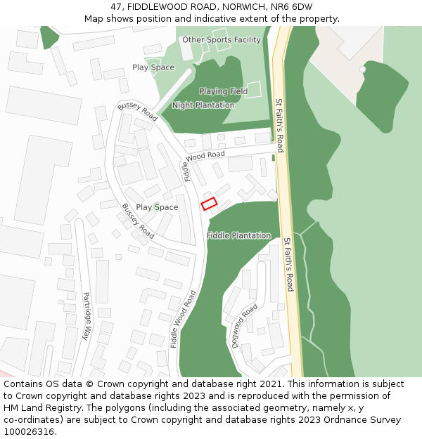 47, FIDDLEWOOD ROAD, NORWICH, NR6 6DW: Location map and indicative extent of plot