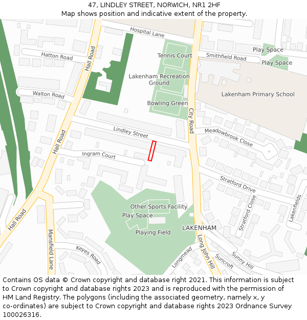 47, LINDLEY STREET, NORWICH, NR1 2HF: Location map and indicative extent of plot