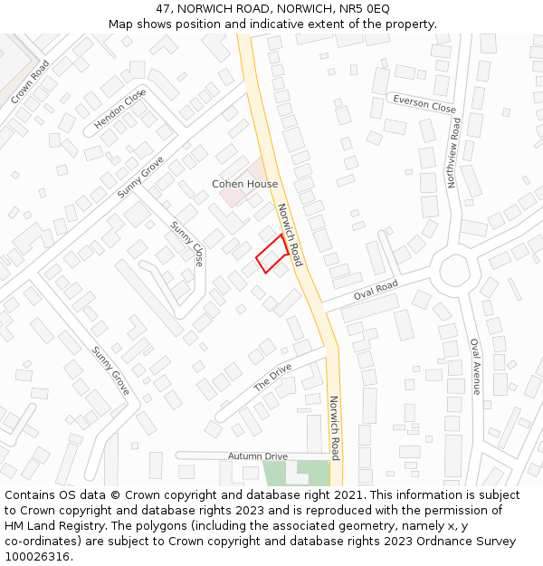 47, NORWICH ROAD, NORWICH, NR5 0EQ: Location map and indicative extent of plot
