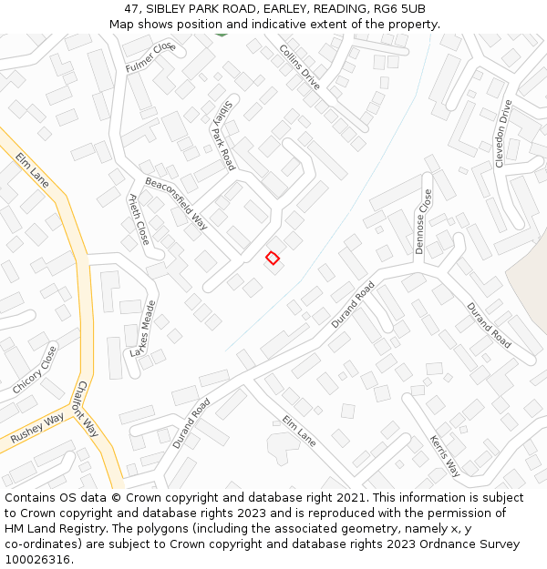 47, SIBLEY PARK ROAD, EARLEY, READING, RG6 5UB: Location map and indicative extent of plot