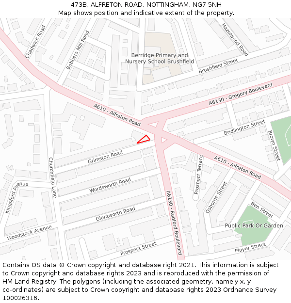 473B, ALFRETON ROAD, NOTTINGHAM, NG7 5NH: Location map and indicative extent of plot
