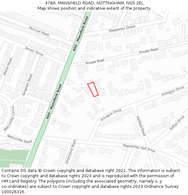 478A, MANSFIELD ROAD, NOTTINGHAM, NG5 2EL: Location map and indicative extent of plot
