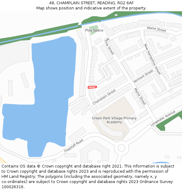 48, CHAMPLAIN STREET, READING, RG2 6AF: Location map and indicative extent of plot