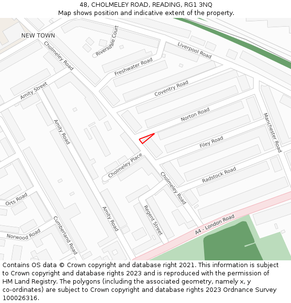 48, CHOLMELEY ROAD, READING, RG1 3NQ: Location map and indicative extent of plot