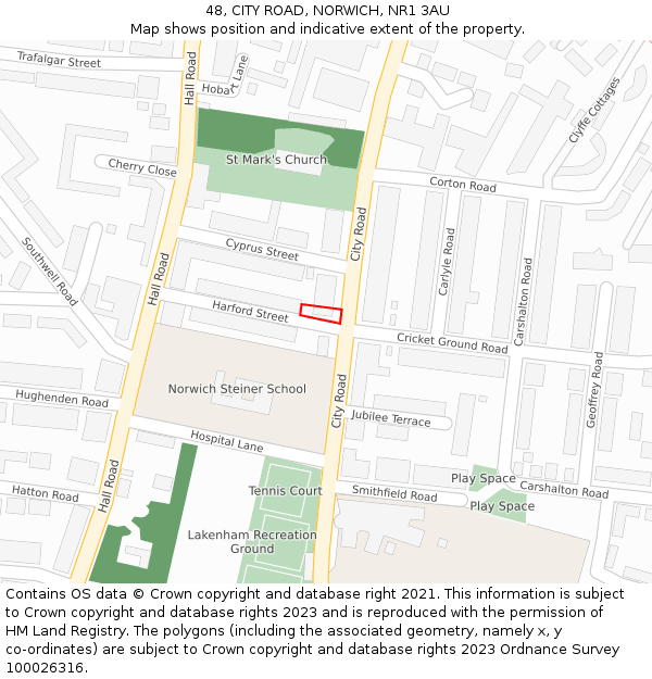 48, CITY ROAD, NORWICH, NR1 3AU: Location map and indicative extent of plot