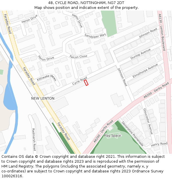 48, CYCLE ROAD, NOTTINGHAM, NG7 2DT: Location map and indicative extent of plot
