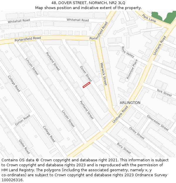 48, DOVER STREET, NORWICH, NR2 3LQ: Location map and indicative extent of plot