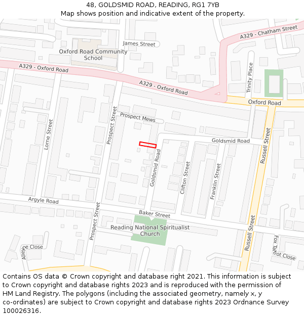 48, GOLDSMID ROAD, READING, RG1 7YB: Location map and indicative extent of plot