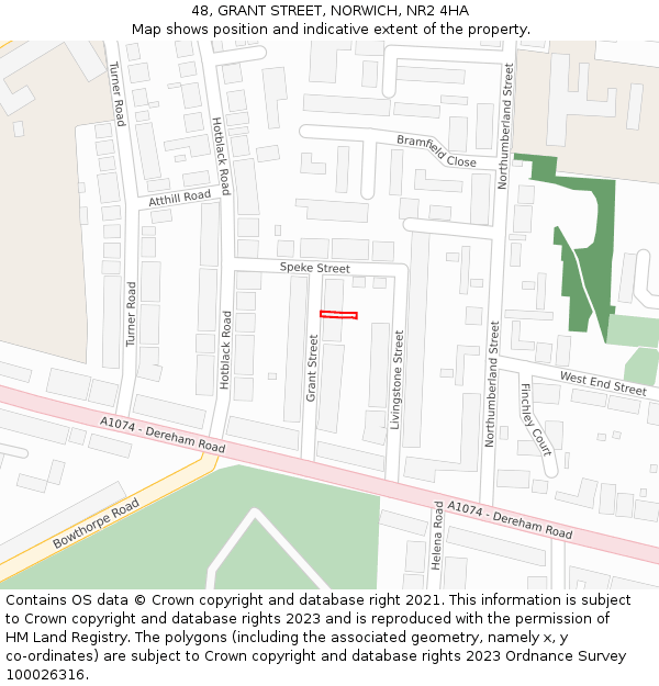 48, GRANT STREET, NORWICH, NR2 4HA: Location map and indicative extent of plot