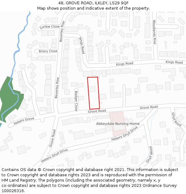 48, GROVE ROAD, ILKLEY, LS29 9QF: Location map and indicative extent of plot