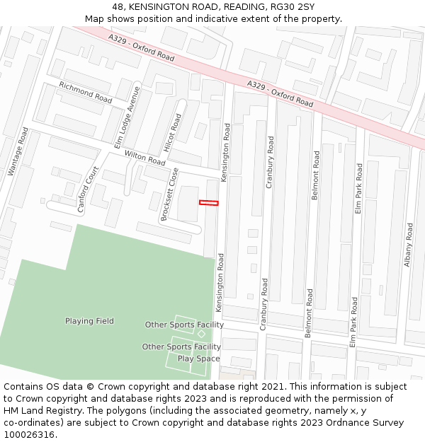 48, KENSINGTON ROAD, READING, RG30 2SY: Location map and indicative extent of plot