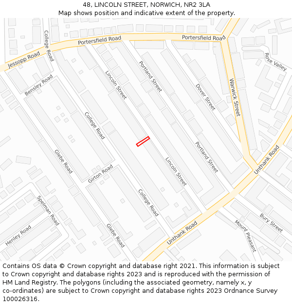 48, LINCOLN STREET, NORWICH, NR2 3LA: Location map and indicative extent of plot