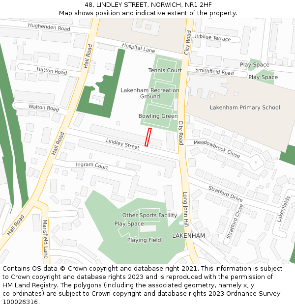 48, LINDLEY STREET, NORWICH, NR1 2HF: Location map and indicative extent of plot