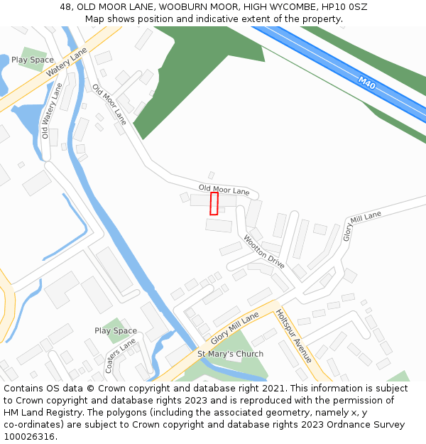 48, OLD MOOR LANE, WOOBURN MOOR, HIGH WYCOMBE, HP10 0SZ: Location map and indicative extent of plot