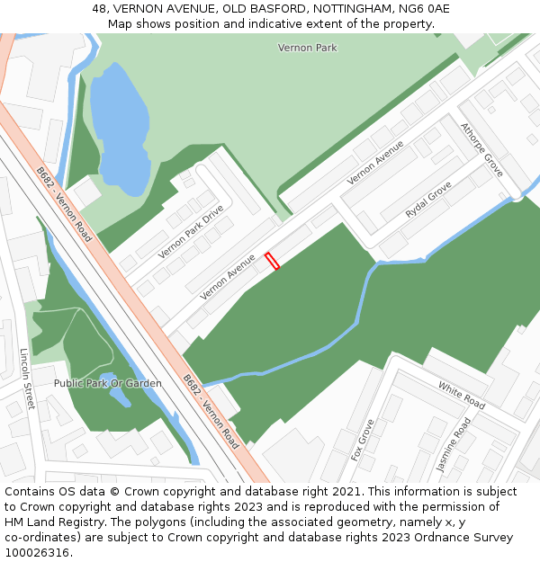 48, VERNON AVENUE, OLD BASFORD, NOTTINGHAM, NG6 0AE: Location map and indicative extent of plot