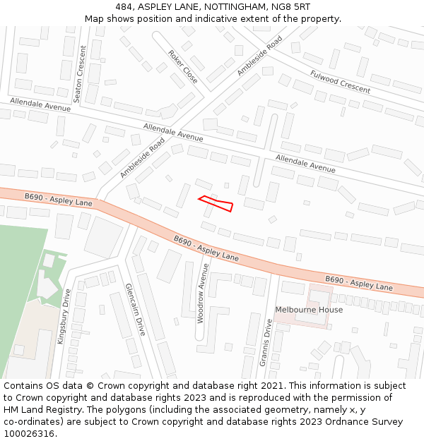 484, ASPLEY LANE, NOTTINGHAM, NG8 5RT: Location map and indicative extent of plot