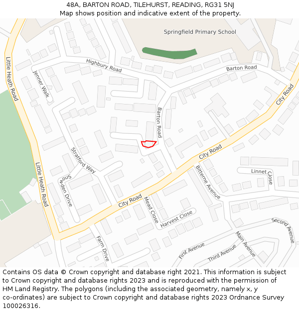 48A, BARTON ROAD, TILEHURST, READING, RG31 5NJ: Location map and indicative extent of plot