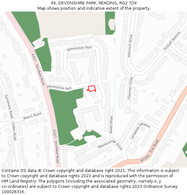 49, DEVONSHIRE PARK, READING, RG2 7DX: Location map and indicative extent of plot