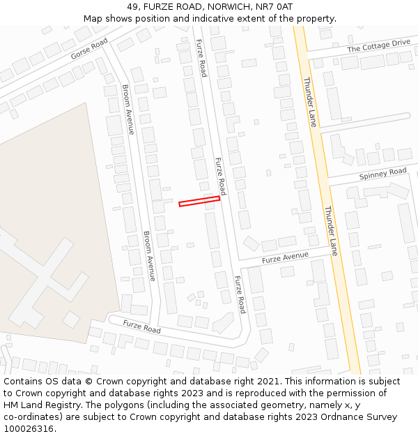 49, FURZE ROAD, NORWICH, NR7 0AT: Location map and indicative extent of plot