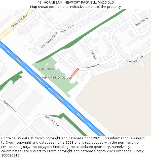 49, HORNBEAM, NEWPORT PAGNELL, MK16 0LD: Location map and indicative extent of plot