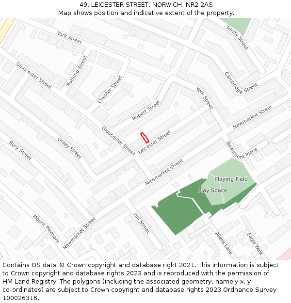49, LEICESTER STREET, NORWICH, NR2 2AS: Location map and indicative extent of plot