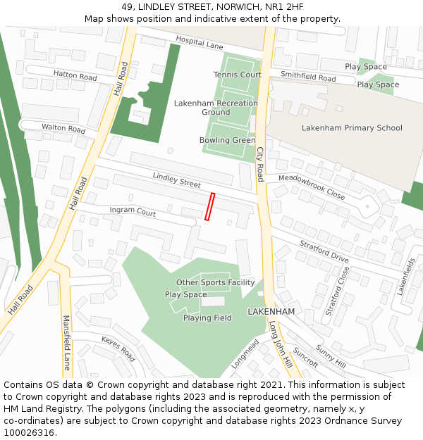 49, LINDLEY STREET, NORWICH, NR1 2HF: Location map and indicative extent of plot