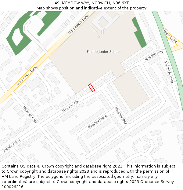 49, MEADOW WAY, NORWICH, NR6 6XT: Location map and indicative extent of plot