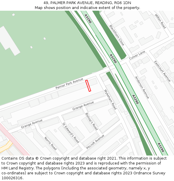 49, PALMER PARK AVENUE, READING, RG6 1DN: Location map and indicative extent of plot