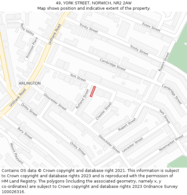 49, YORK STREET, NORWICH, NR2 2AW: Location map and indicative extent of plot