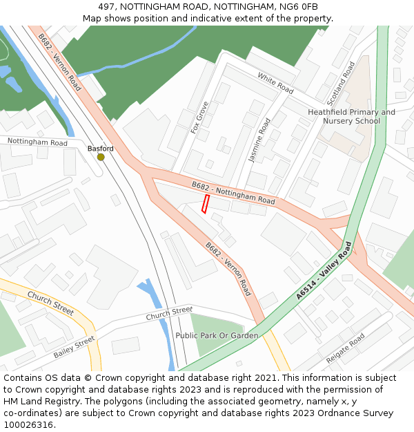 497, NOTTINGHAM ROAD, NOTTINGHAM, NG6 0FB: Location map and indicative extent of plot