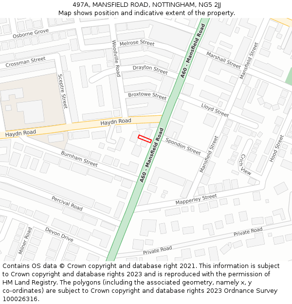 497A, MANSFIELD ROAD, NOTTINGHAM, NG5 2JJ: Location map and indicative extent of plot