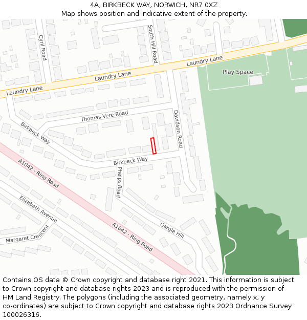 4A, BIRKBECK WAY, NORWICH, NR7 0XZ: Location map and indicative extent of plot
