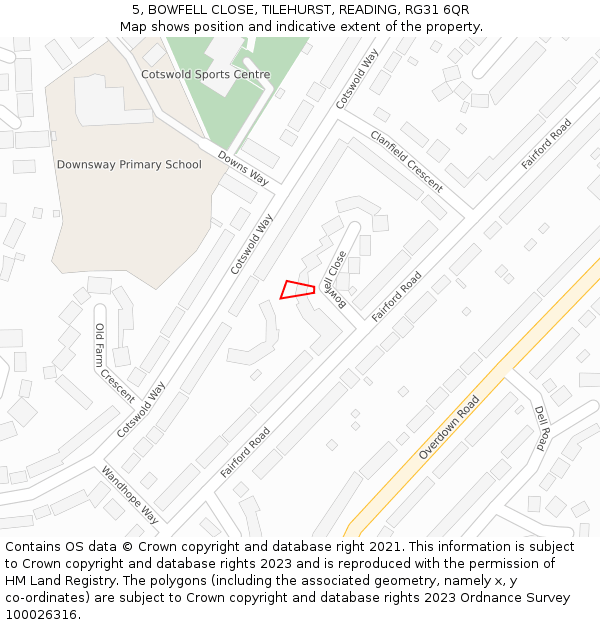 5, BOWFELL CLOSE, TILEHURST, READING, RG31 6QR: Location map and indicative extent of plot
