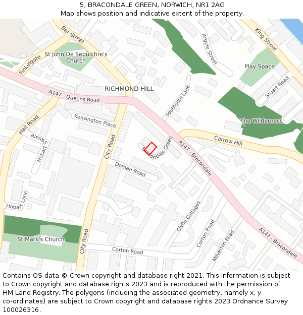 5, BRACONDALE GREEN, NORWICH, NR1 2AG: Location map and indicative extent of plot