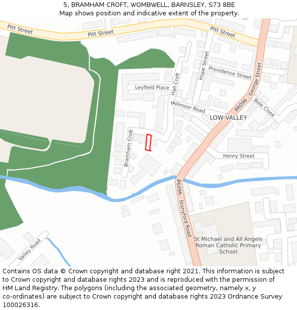 5, BRAMHAM CROFT, WOMBWELL, BARNSLEY, S73 8BE: Location map and indicative extent of plot