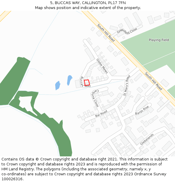 5, BUCCAS WAY, CALLINGTON, PL17 7FN: Location map and indicative extent of plot