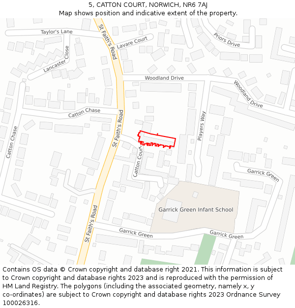 5, CATTON COURT, NORWICH, NR6 7AJ: Location map and indicative extent of plot