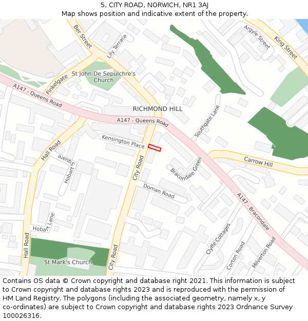 5, CITY ROAD, NORWICH, NR1 3AJ: Location map and indicative extent of plot