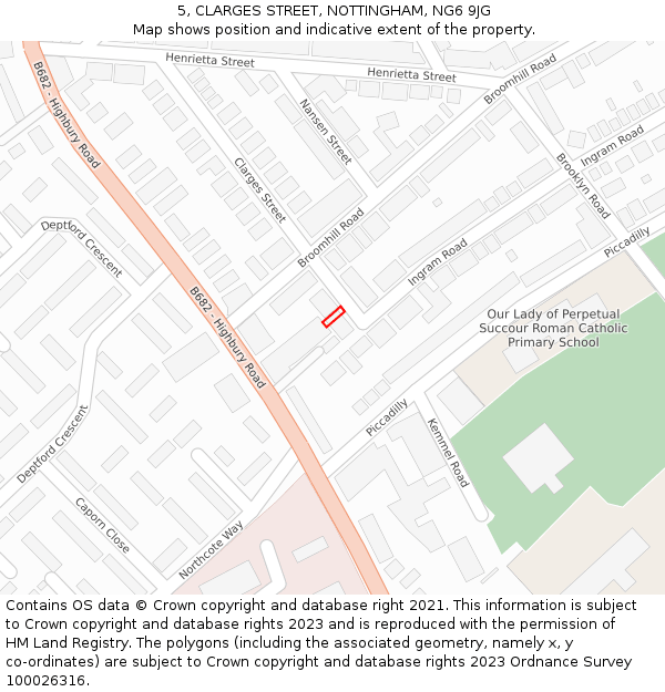 5, CLARGES STREET, NOTTINGHAM, NG6 9JG: Location map and indicative extent of plot
