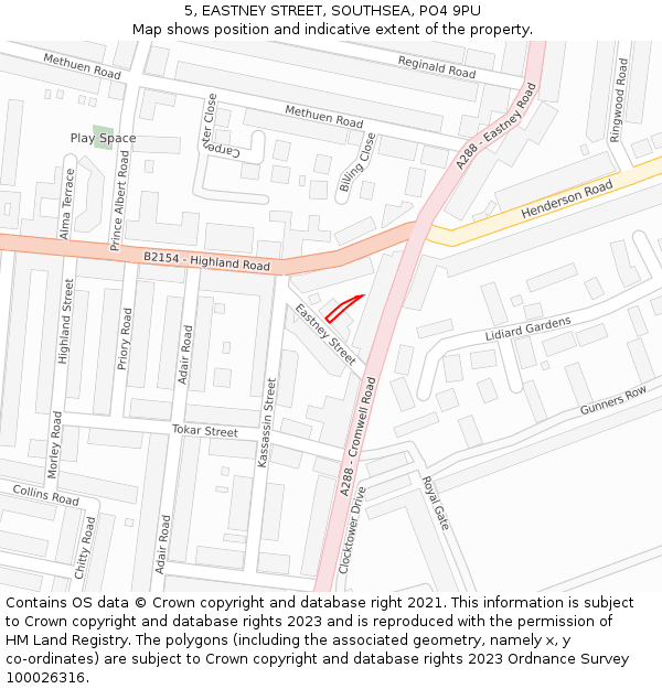 5, EASTNEY STREET, SOUTHSEA, PO4 9PU: Location map and indicative extent of plot