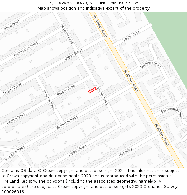 5, EDGWARE ROAD, NOTTINGHAM, NG6 9HW: Location map and indicative extent of plot