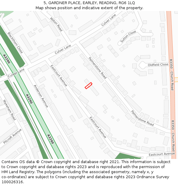 5, GARDNER PLACE, EARLEY, READING, RG6 1LQ: Location map and indicative extent of plot