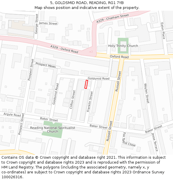 5, GOLDSMID ROAD, READING, RG1 7YB: Location map and indicative extent of plot