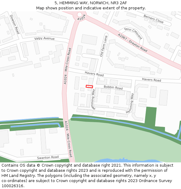 5, HEMMING WAY, NORWICH, NR3 2AF: Location map and indicative extent of plot