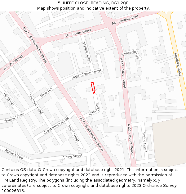 5, ILIFFE CLOSE, READING, RG1 2QE: Location map and indicative extent of plot