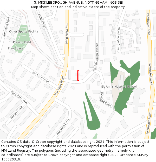 5, MICKLEBOROUGH AVENUE, NOTTINGHAM, NG3 3EJ: Location map and indicative extent of plot